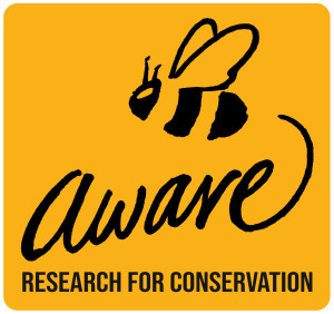 Picture of a bee plus the word Aware. Below this the words Research for Conservation.